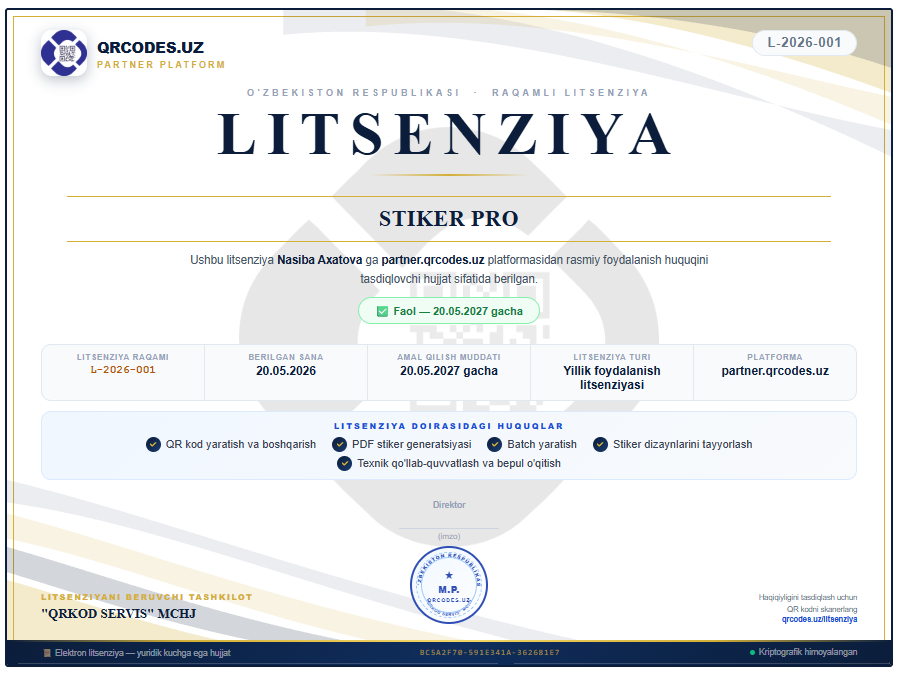 Stiker ishlab chiqarish litsenziyasi